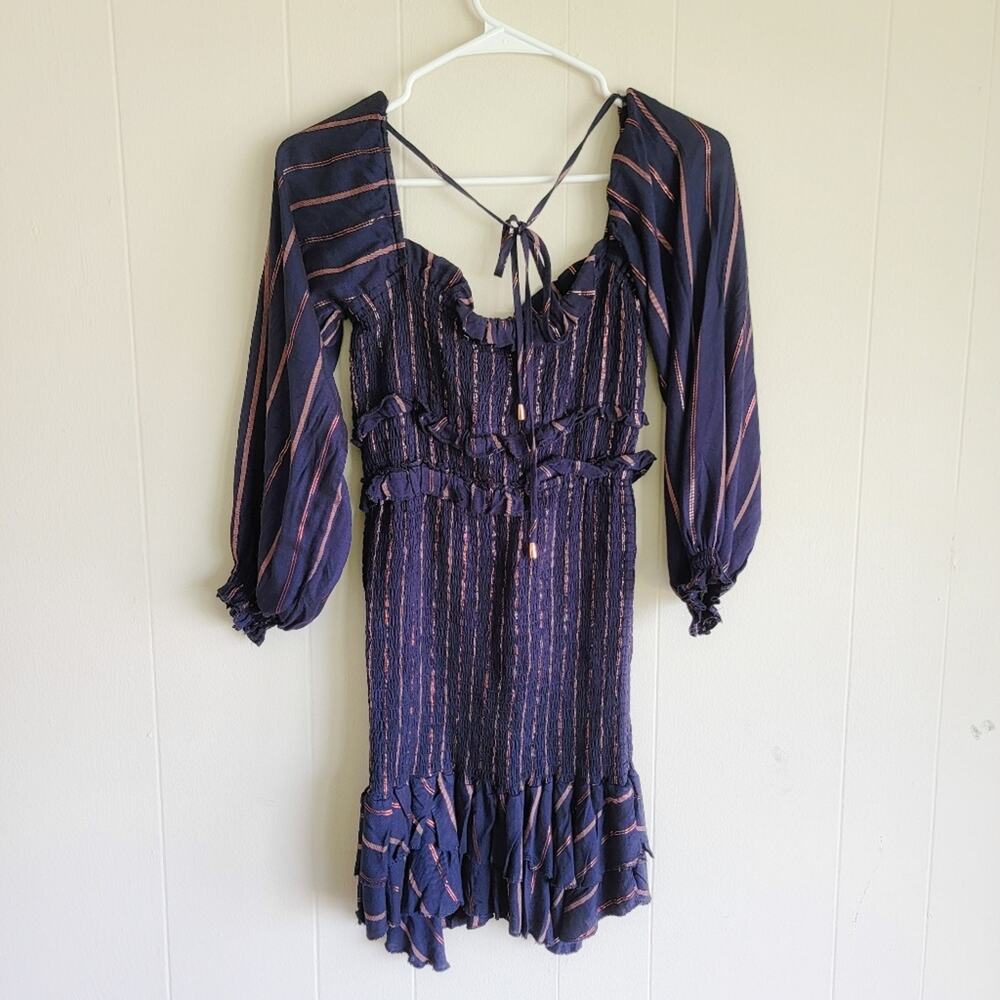 Vintage Havana Off Shoulder Striped Bodycon Mini Dress - Picture 2 of 3